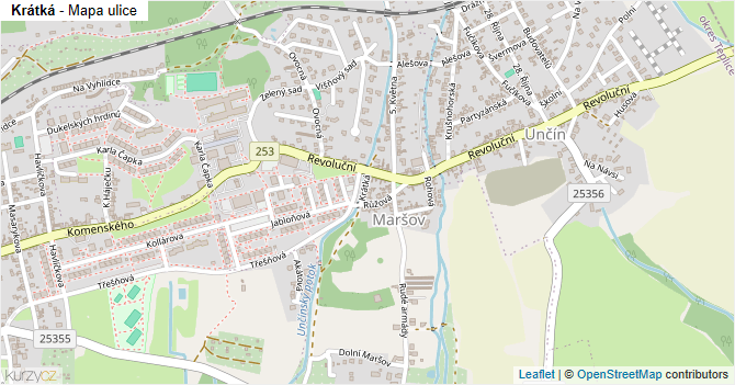 Krátká - mapa ulice