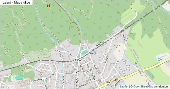 Lesní - mapa ulice
