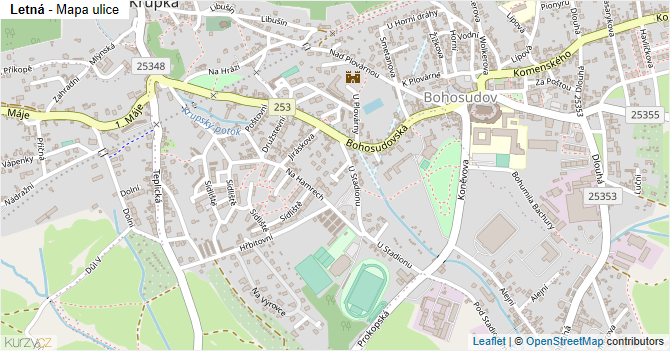 Letná - mapa ulice