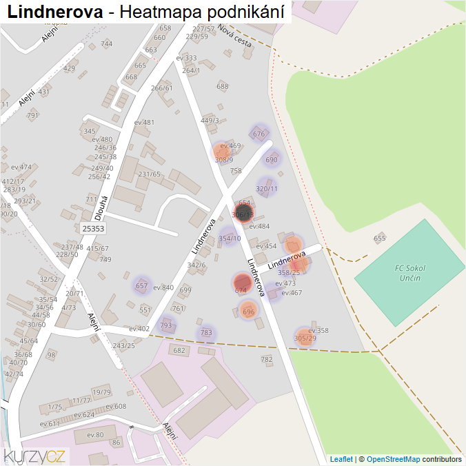 Mapa Lindnerova - Firmy v ulici.