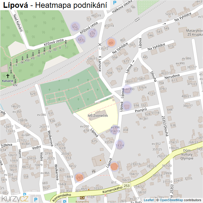 Mapa Lípová - Firmy v ulici.