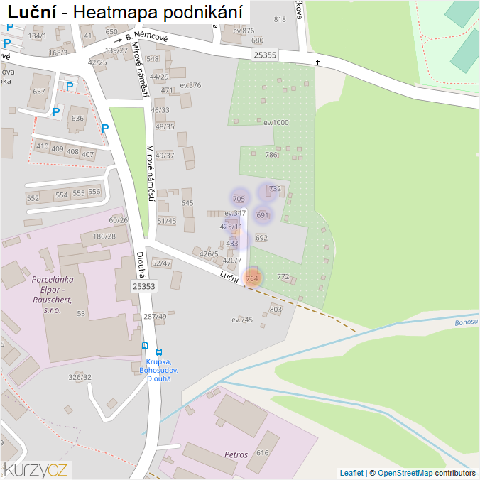 Mapa Luční - Firmy v ulici.