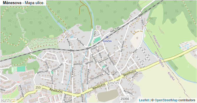 Mánesova - mapa ulice