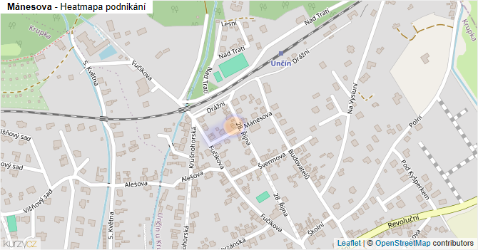 Mánesova - mapa podnikání