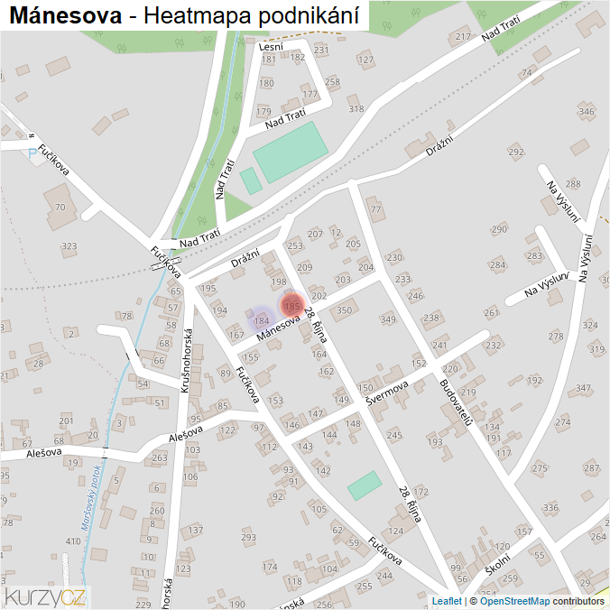 Mapa Mánesova - Firmy v ulici.