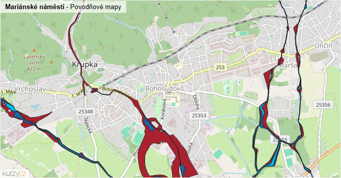 Mariánské náměstí - záplavové mapy stoleté vody