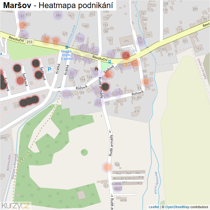 Mapa Maršov - Firmy v části obce.