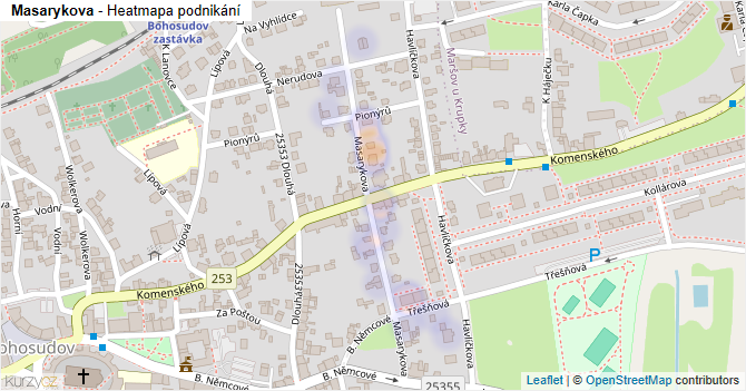 Masarykova - mapa podnikání
