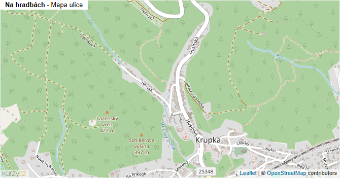 Na hradbách - mapa ulice
