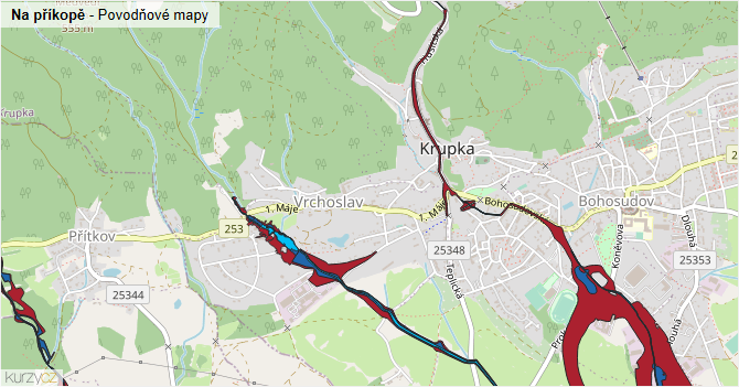 Na příkopě - záplavové mapy stoleté vody