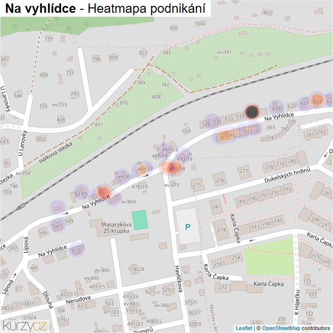 Mapa Na vyhlídce - Firmy v ulici.