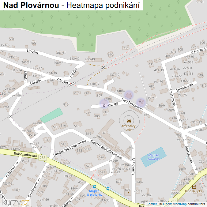Mapa Nad Plovárnou - Firmy v ulici.