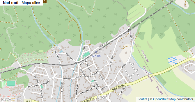 Nad tratí - mapa ulice