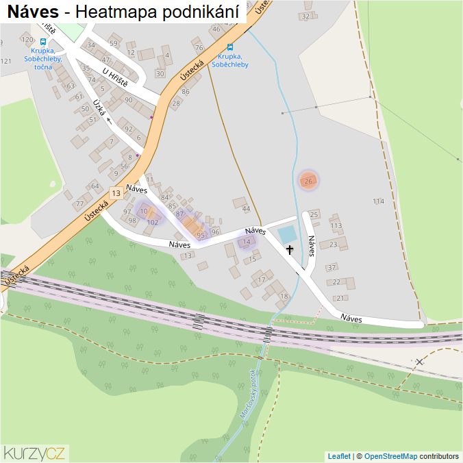 Mapa Náves - Firmy v ulici.