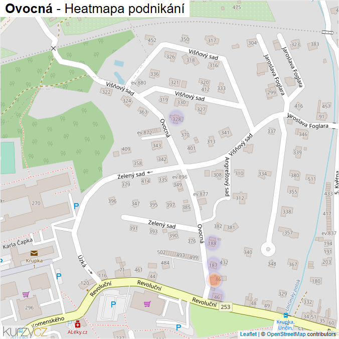 Mapa Ovocná - Firmy v ulici.