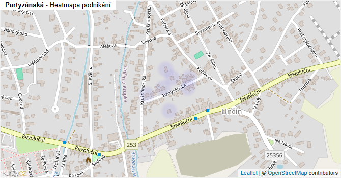 Partyzánská - mapa podnikání
