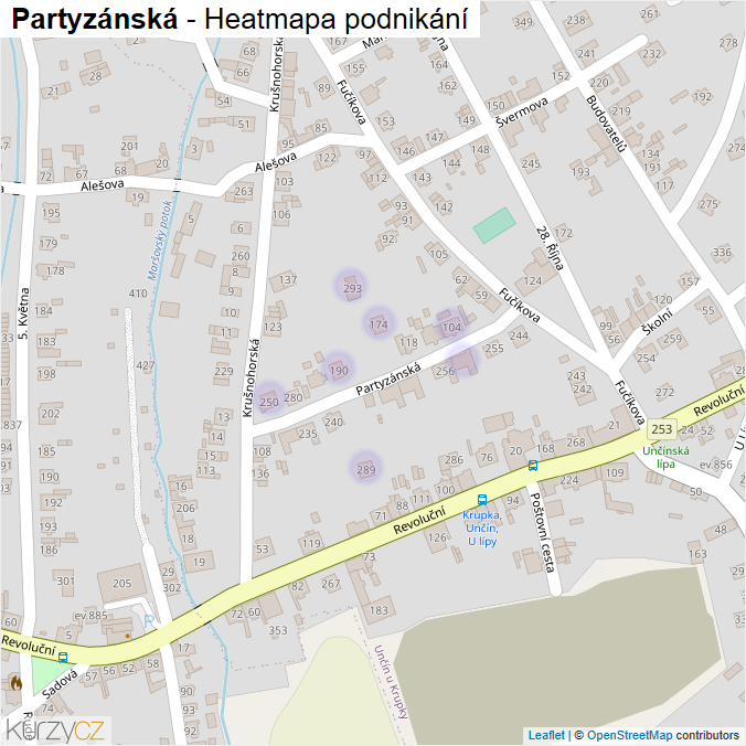 Mapa Partyzánská - Firmy v ulici.