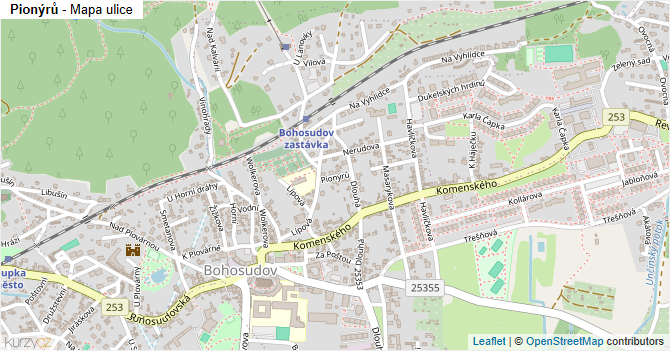 Pionýrů - mapa ulice