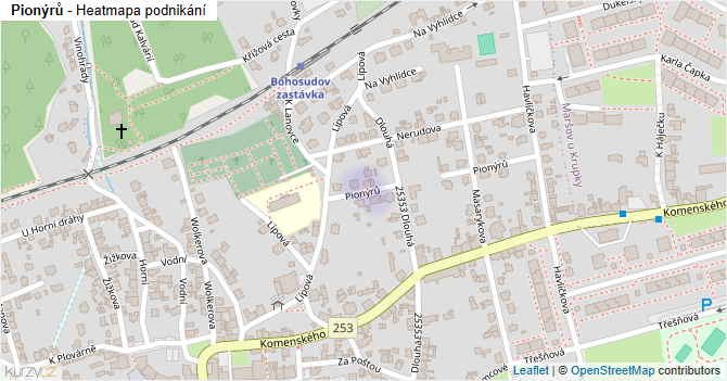 Pionýrů - mapa podnikání