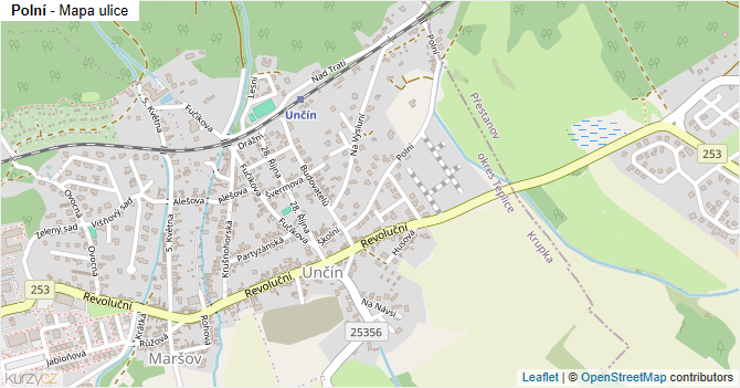 Polní - mapa ulice