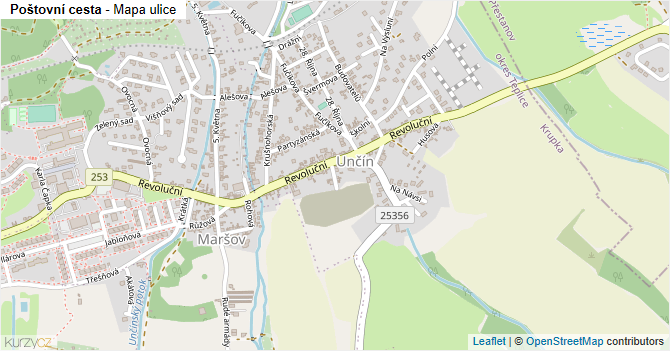 Poštovní cesta - mapa ulice