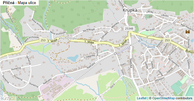 Příčná - mapa ulice