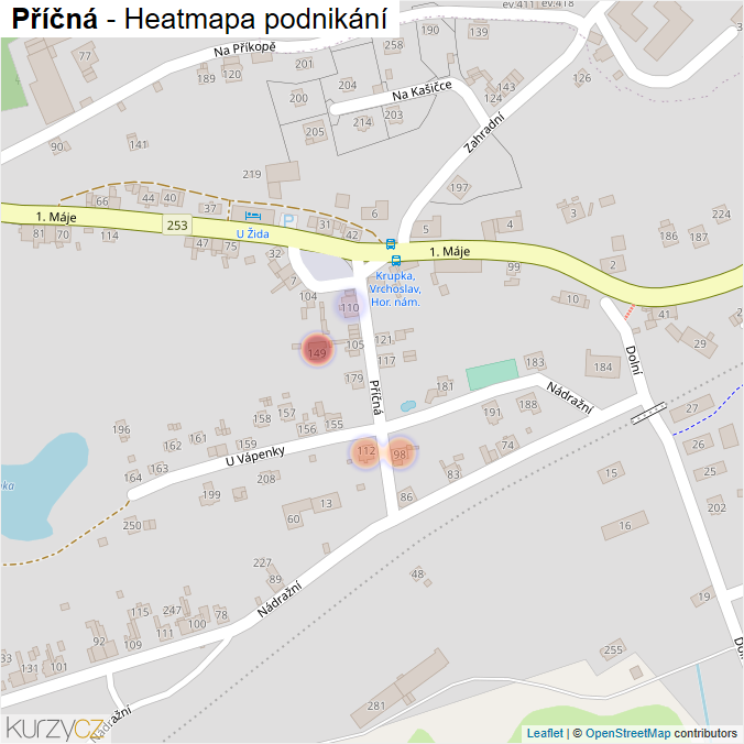 Mapa Příčná - Firmy v ulici.