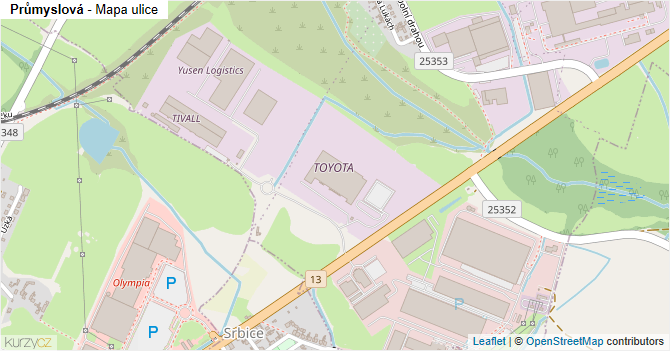 Průmyslová - mapa ulice