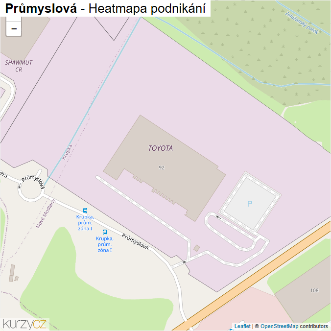 Mapa Průmyslová - Firmy v ulici.