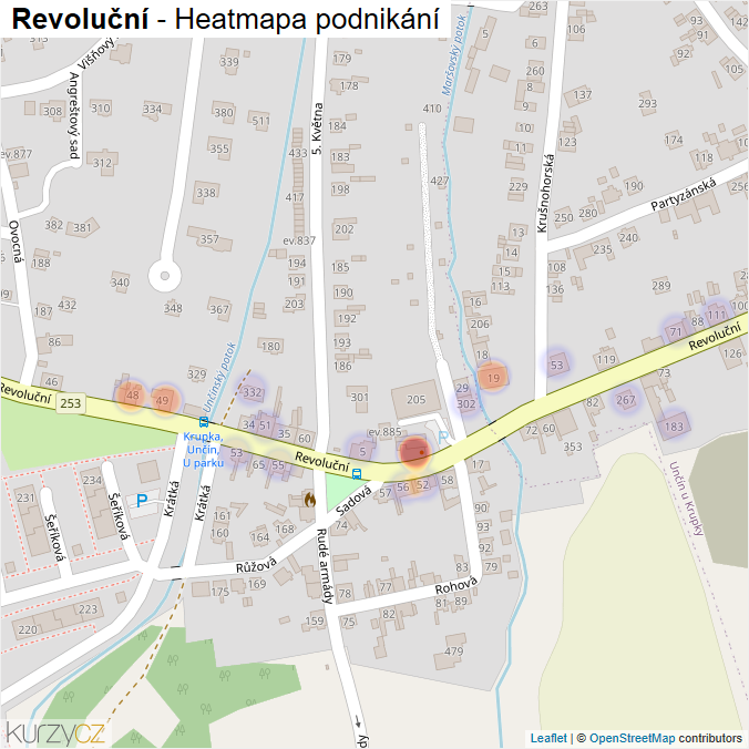 Mapa Revoluční - Firmy v ulici.