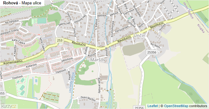 Rohová - mapa ulice