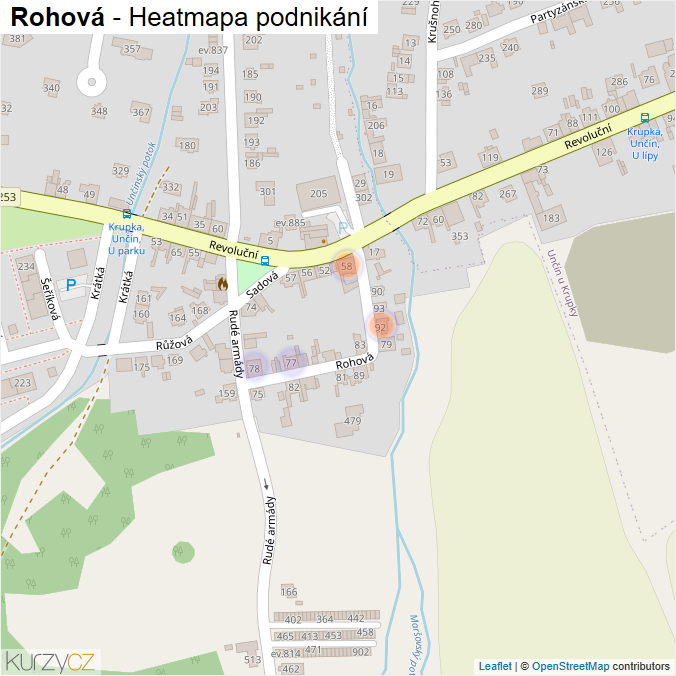 Mapa Rohová - Firmy v ulici.