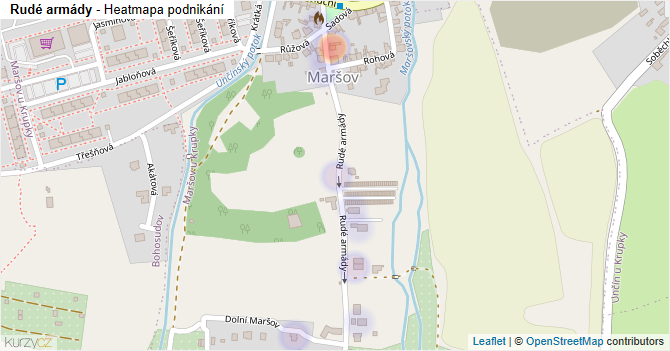 Rudé armády - mapa podnikání