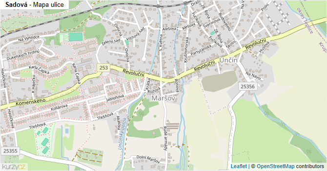 Sadová - mapa ulice