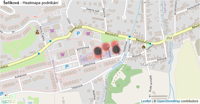 Šeříková - mapa podnikání