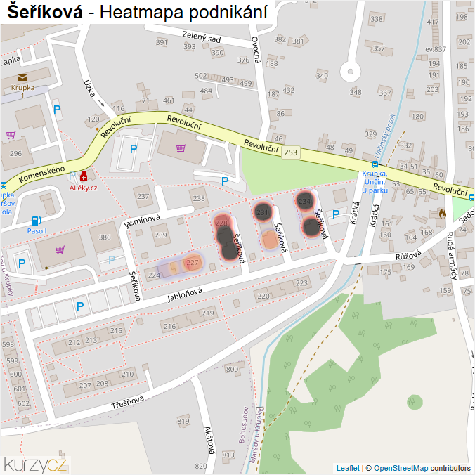 Mapa Šeříková - Firmy v ulici.
