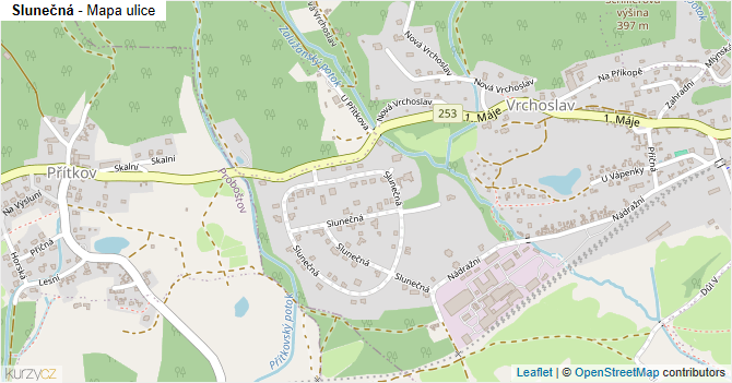 Slunečná - mapa ulice