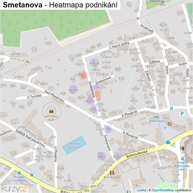 Mapa Smetanova - Firmy v ulici.