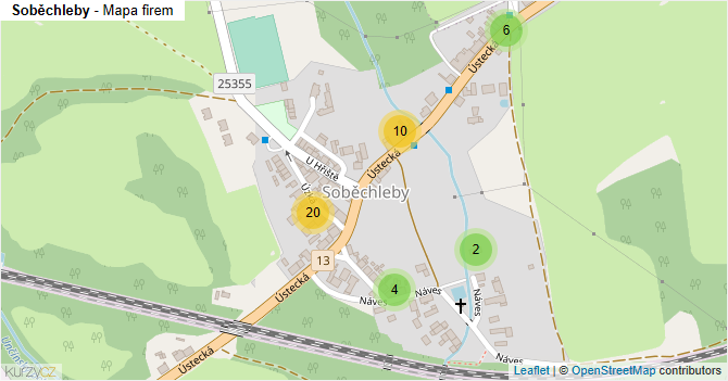 Soběchleby - mapa části obce