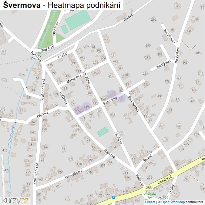 Mapa Švermova - Firmy v ulici.