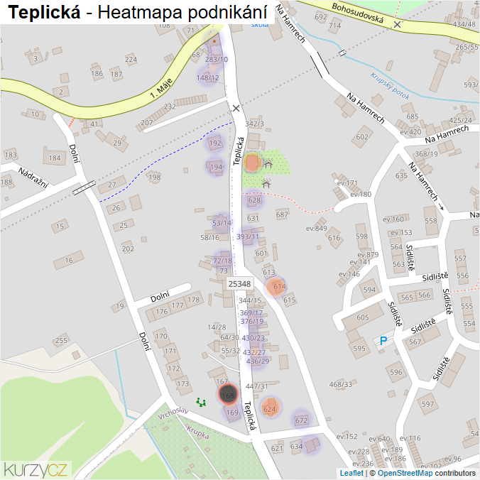 Mapa Teplická - Firmy v ulici.
