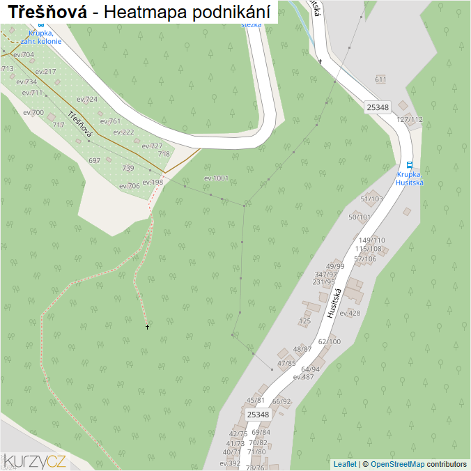 Mapa Třešňová - Firmy v ulici.