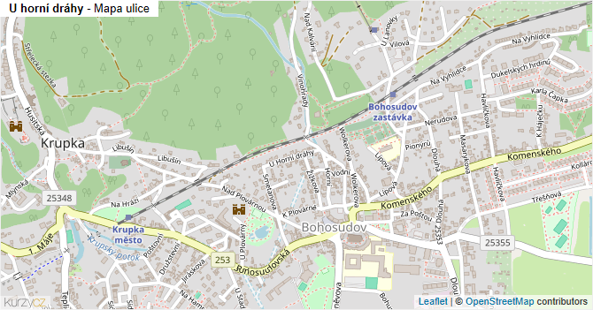 U horní dráhy - mapa ulice