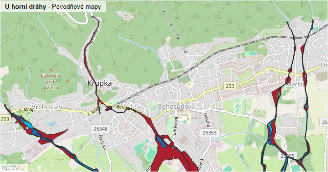 U horní dráhy - záplavové mapy stoleté vody