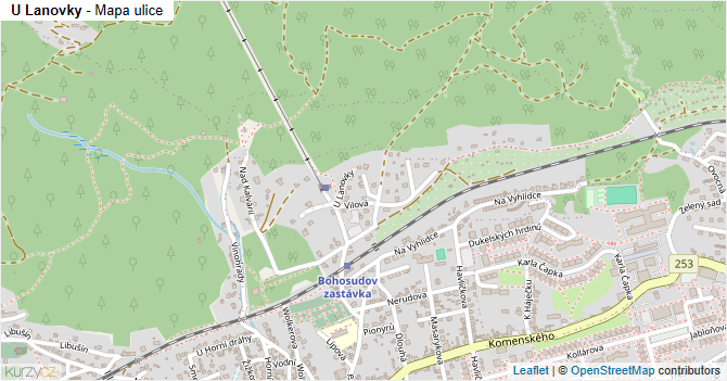 U Lanovky - mapa ulice
