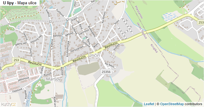 U lípy - mapa ulice