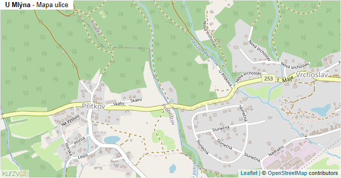 U Mlýna - mapa ulice