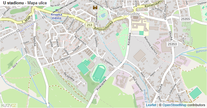 U stadionu - mapa ulice
