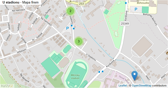 U stadionu - mapa firem