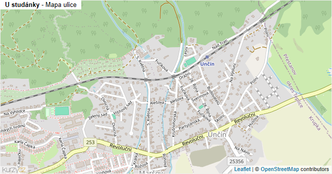 U studánky - mapa ulice
